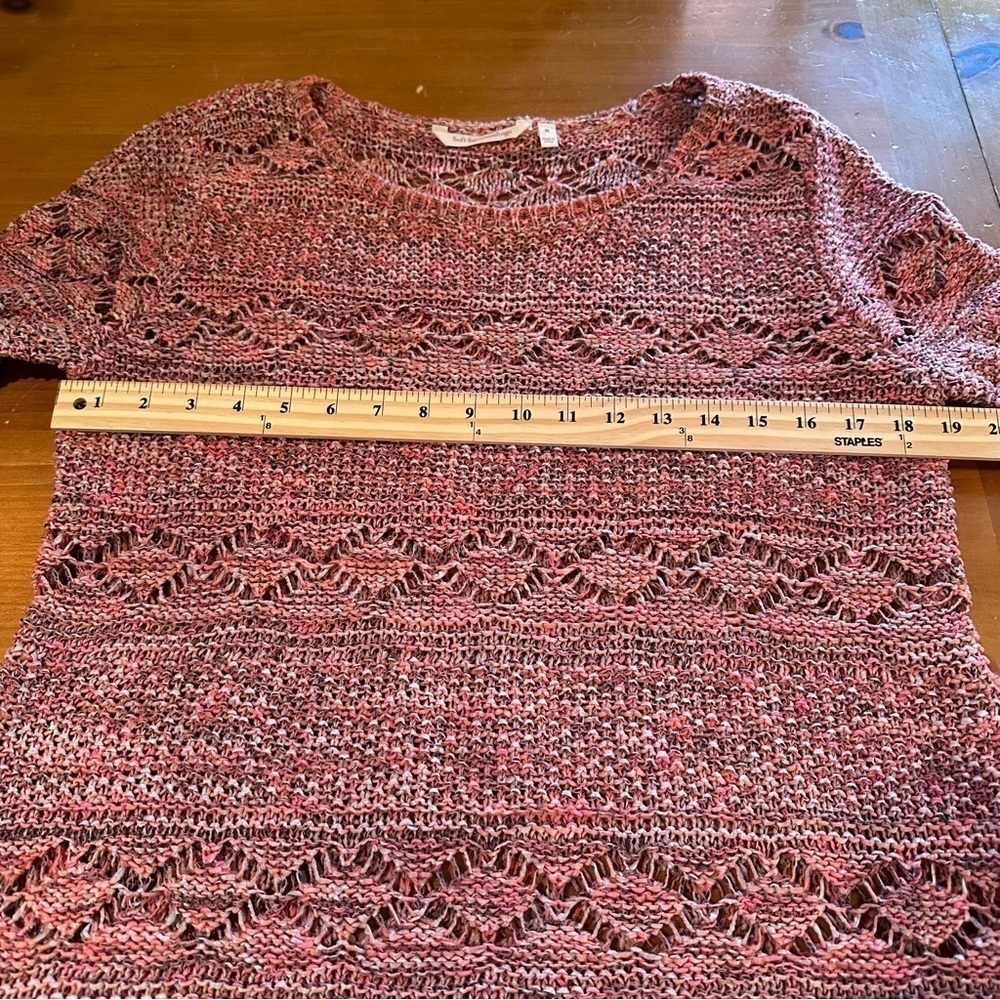 Soft Surroundings Rio Rose Pointelle Open Knit Sweater Size Medium - Picture 5 of 8